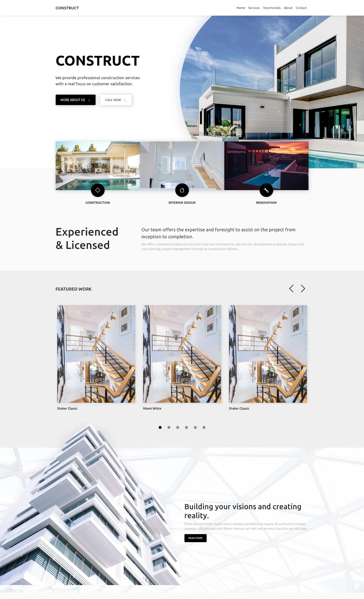 Construction project website portfolio preview